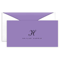 Classic Script Initial Folded Monarch Cards - Raised Ink