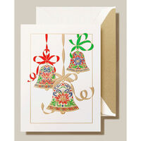 Engraved Elegant Bells Tree Boxed Folded Holiday Cards