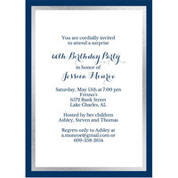 Navy and Faux Silver Border Invitations