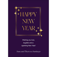 Faux Gold Starburst Flat New Year Cards