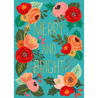 Faux Gold Merry and Bright Folded Holiday Cards