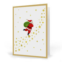 Santa and Path of Stars Folded Holiday Cards