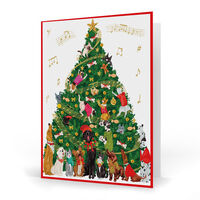 Dogs and Cats Christmas Tree Folded Holiday Cards