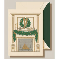 Holiday Mantel Folded Holiday Cards - Raised Ink