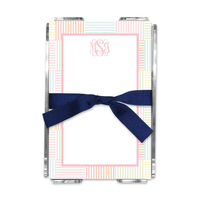 Light Pink Seersucker Patch Memo Sheets in Holder