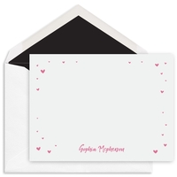 Hearts Scatter Flat Note Cards - Letterpress