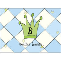Baby Boy Monogram Crown Foldover Note Cards