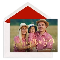Happy New Year Starburst Foil Holiday Photo Cards