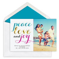 Turquoise Peace Love and Joy Photo Cards