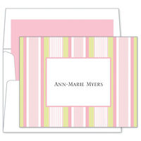 Pink Multistripe Foldover Note Cards