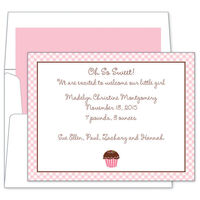 Pink Gingham Cupcake Invitations