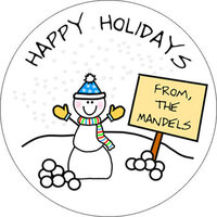 Snowman Round Gift Stickers in Color