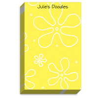 White Flowers on Yellow Notepads