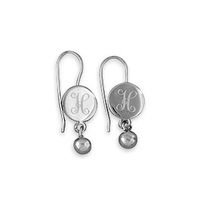 Sterling Silver Initial Disk with Dangle Earrings
