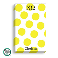 Yellow Polka Dot Notepads with Optional Greek Lettering