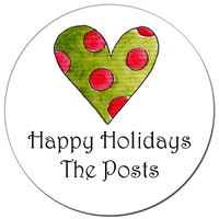 Holiday Heart Round Gift Stickers