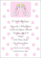 Double Pink Baby Bottles Invitations