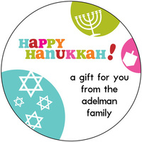 Hanukkah Pop Large Round Gift Stickers