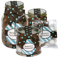 Personalized Brown and Blue Striped Favors or Gifts