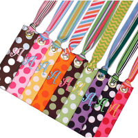 Polka Dot Embroidered Ribbon Bag Tag or Bookmarks
