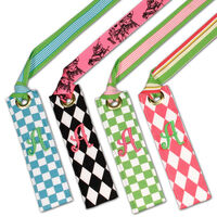 Checkerboard Embroidered Ribbon Bag Tag or Bookmark