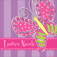 Purple Polka Dotted Butterfly Square Stickers
