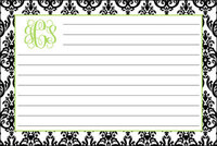 Madison Black Damask Recipe Cards