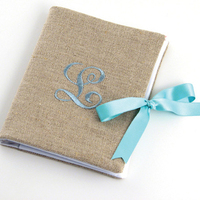 Linen Embroidered Initial Photo Album