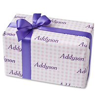 Pink Gingham Personalized Gift Wrap