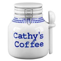 Blue Gingham Coffee Canister