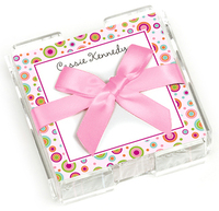 Pink Circles Memo Square with Acrylic Holder