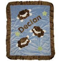Personalized Blue Counting Sheep Crib Blanket