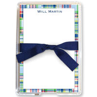 Blue Madras Patch Memo Sheets in Holder