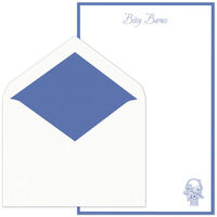 White with Periwinkle Border Letter Sheets with Optional Design