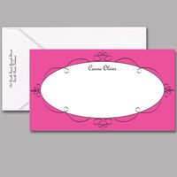 Pink Oval Flourish Note Cards