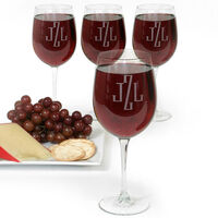 Deep Etched Monogrammed Colossal Wine Glassware Set