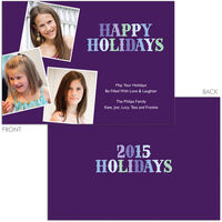 Purple Happy Holidays Photo Cards