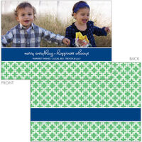 Green Patterned Happy Holidays Photo Cards