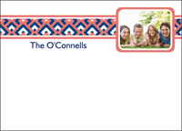 Navy and Coral Photo Flat Note Cards
