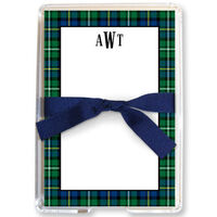 Green Watch Plaid Memo Sheets in Holder