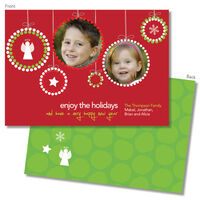 Red Photo Ornaments Holiday Cards