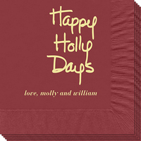 Happy Holly Days Calligraphy Napkins