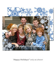 Blue Snowflakes Happy Holidays Photo Cards