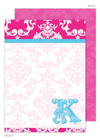 Pink Damask Posh Flat Note Cards