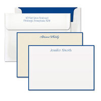 Navy Bliss Hand-Bordered Flat Note Cards - Raised Ink
