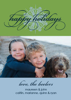 Green Ornate Snowflake Holiday Photo Cards