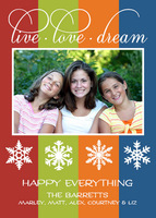 Bright Stripes Snowflake Holiday Photo Cards