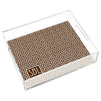 Chocolate Brown Greek Key Small Lucite Tray by Jonathan Adler