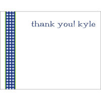 Blue Gingham Stripe Flat Note Cards