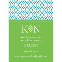 Green Diamond Pattern Save the Date Announcements